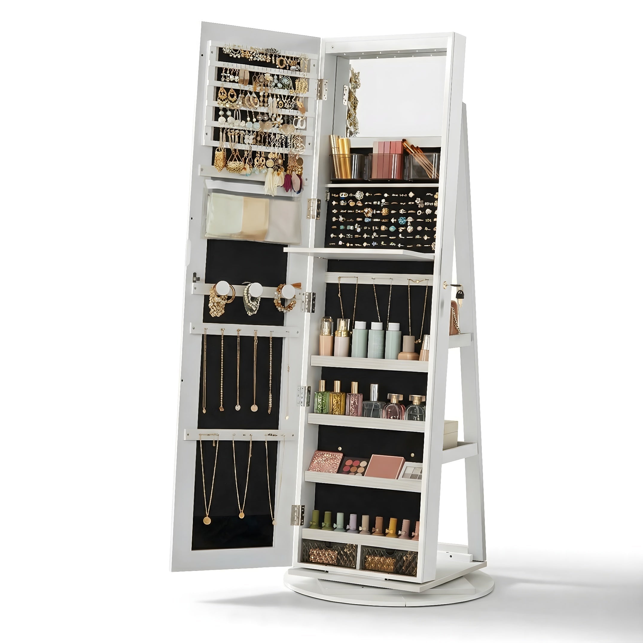 Espelho Porta Joias 360° com Organizador Interno