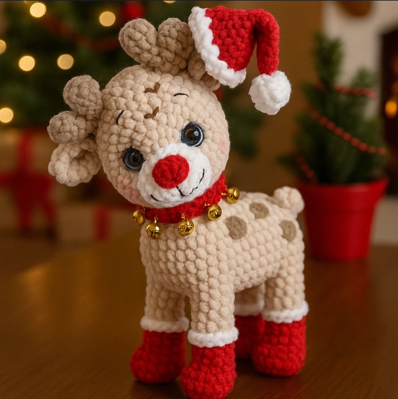 Cachorro Natalino em Crochê 25cm