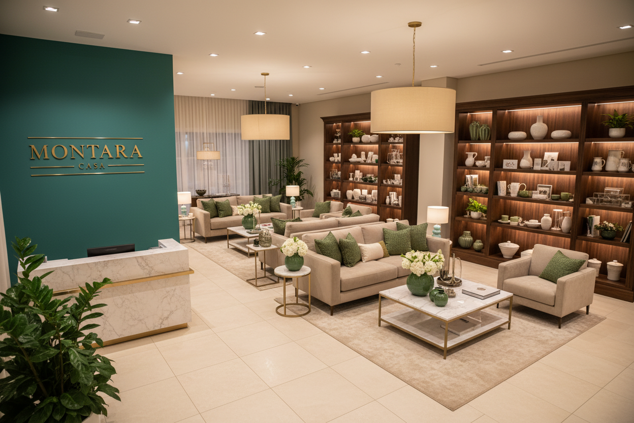 Interior da Loja Montara Casa - Logo Corrigida