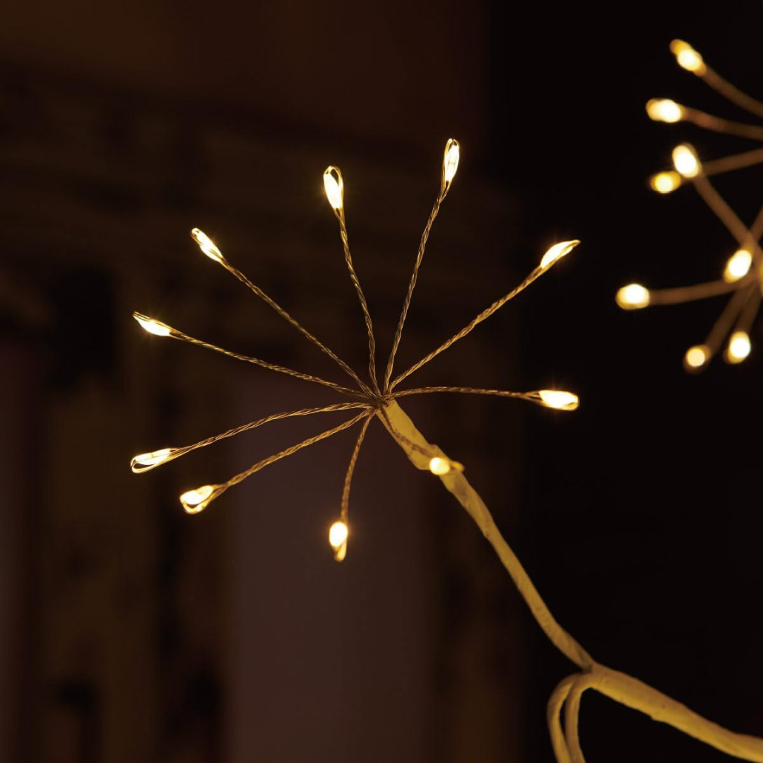 Árvore de Natal de Bétula 120cm com Luzes LED Quentes & Frias