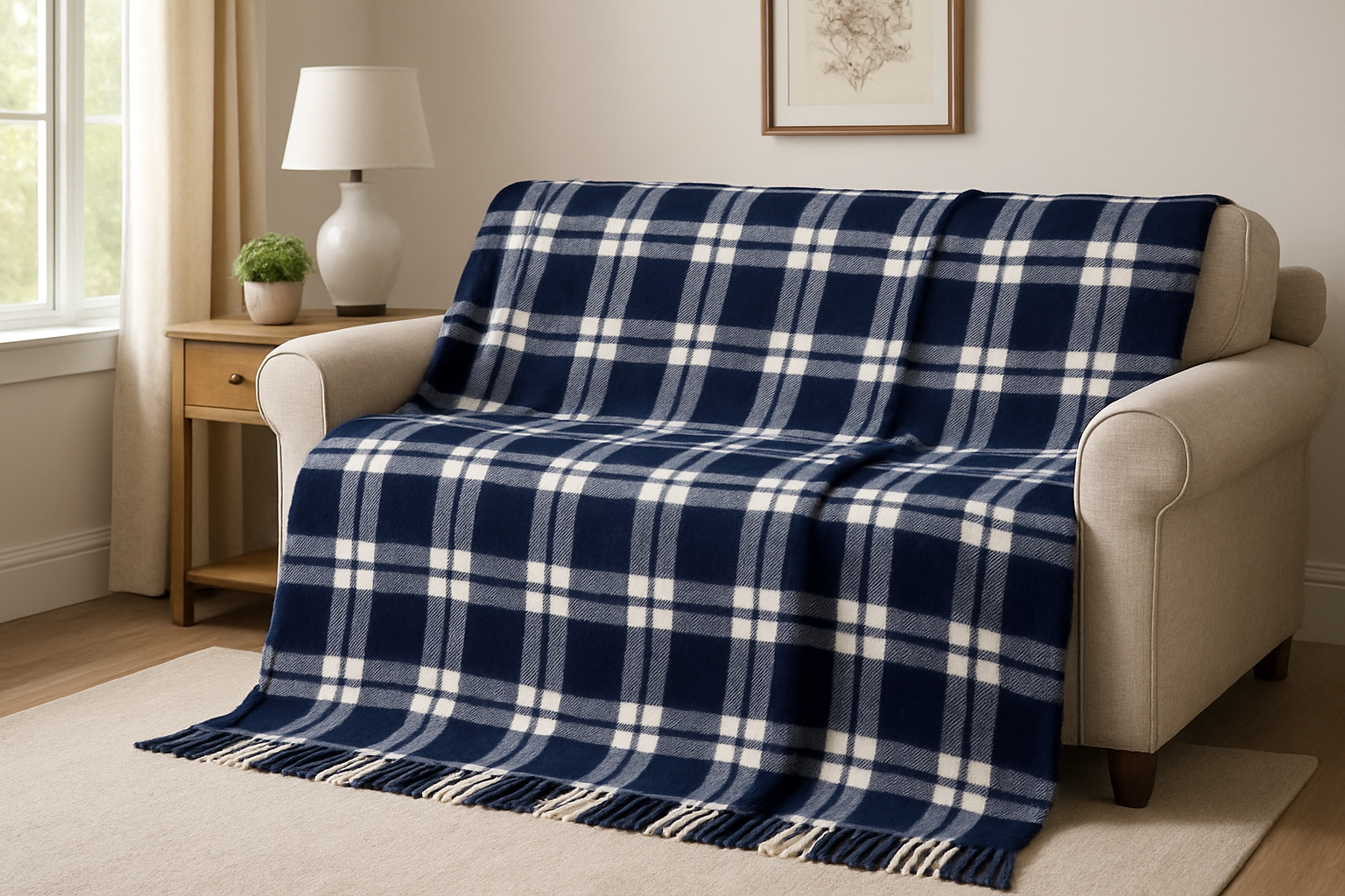 Manta Xadrez no Sofá